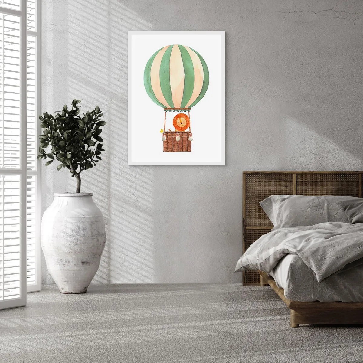 Póster en marco blanco - Los viajes del león - 50x70 cm