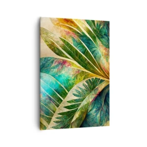 Cuadro sobre lienzo - Impresión de Imagen - Hojas tropicales coloridas sobre un fondo claro - 70x100cm - Los colores del trópico - Decoración de pared moderna para salón y dormitorio ARTTOR
