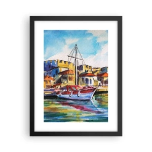 Póster en marco negro - Tarde de arco iris - 30x40 cm