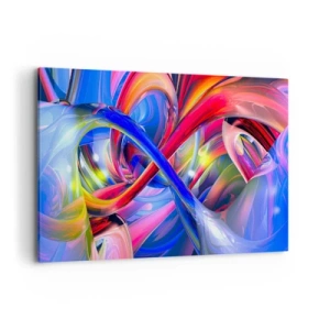 Cuadro sobre lienzo - Impresión de Imagen - Composiciones geométricas abstractas y coloridas en formas dinámicas. - 100x70cm - Una danza de colores - Decoración de pared moderna para salón y dormitorio ARTTOR