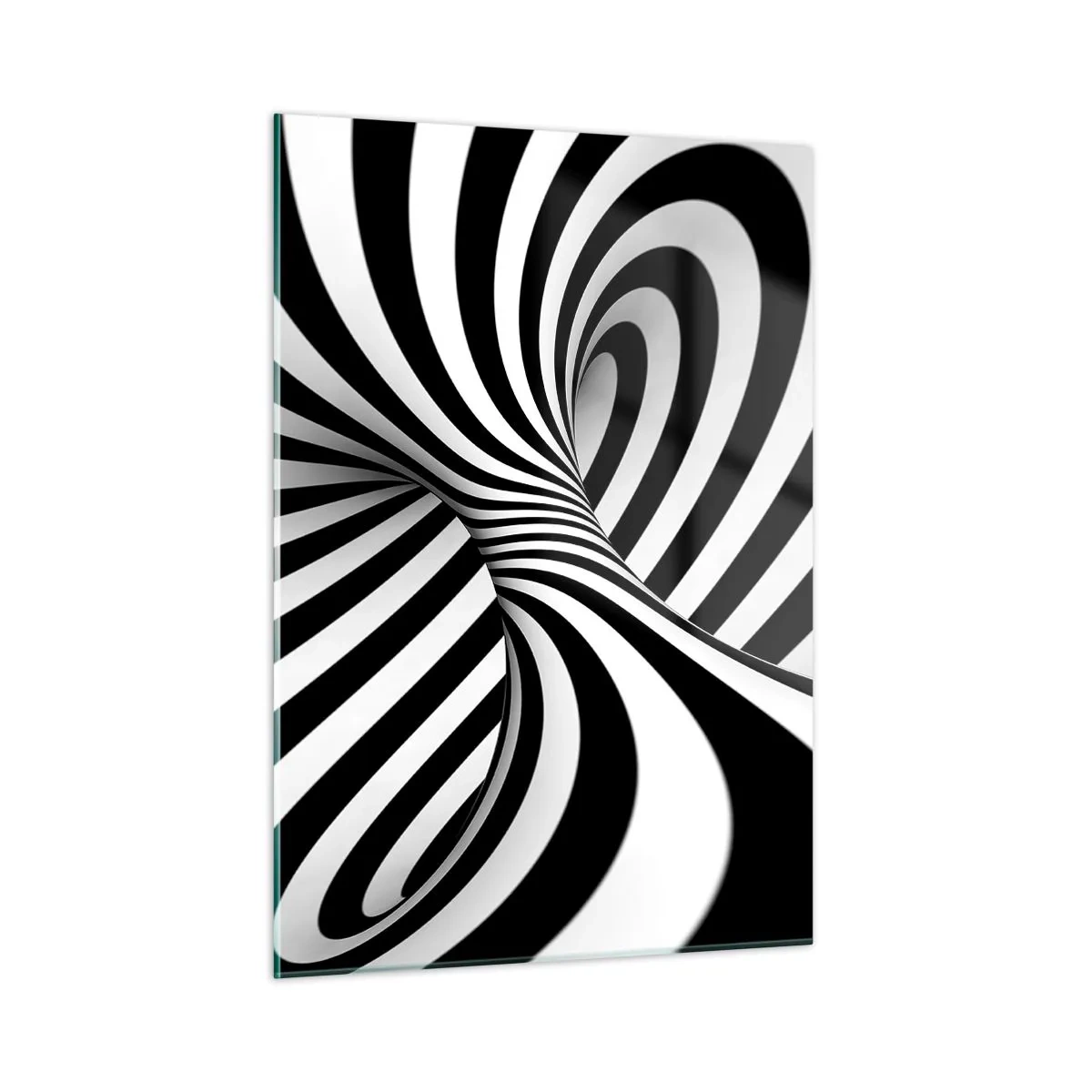 Cuadro sobre vidrio - Impresiones sobre Vidrio - Una espiral en blanco y negro que crea un efecto espacial dinámico. - 50x70cm - Composición: espacio de baile - Decoración de pared moderna para salón y dormitorio ARTTOR