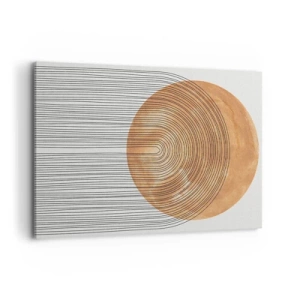 Cuadro sobre lienzo - Impresión de Imagen - Composición geométrica con círculos y líneas en colores cálidos. - 100x70cm - Una composición soleada - Decoración de pared moderna para salón y dormitorio ARTTOR
