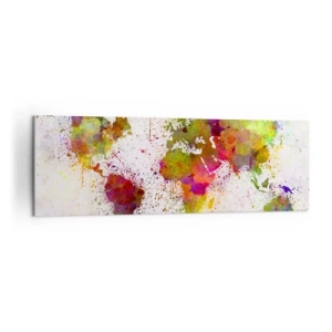 Cuadro sobre lienzo - Impresión de Imagen - Un mapa del mundo colorido en estilo abstracto. - 160x50cm - De alguna manera, simplemente quedó así - Decoración de pared moderna para salón y dormitorio ARTTOR