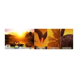 Muestra de fotomural Premium Sand - Todo a juego - Corazón, cisnes, Palmera de cocos - 100x30 cm