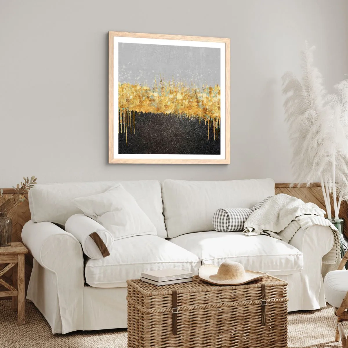 Póster en marco roble claro - Hacia arriba y hacia abajo - 30x30 cm