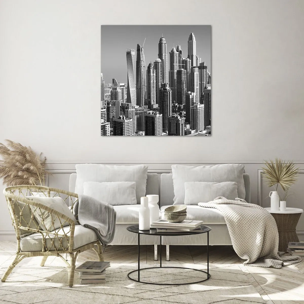 Cuadro sobre vidrio - Impresiones sobre Vidrio - Ciudad sobre el desierto - 40x40 cm