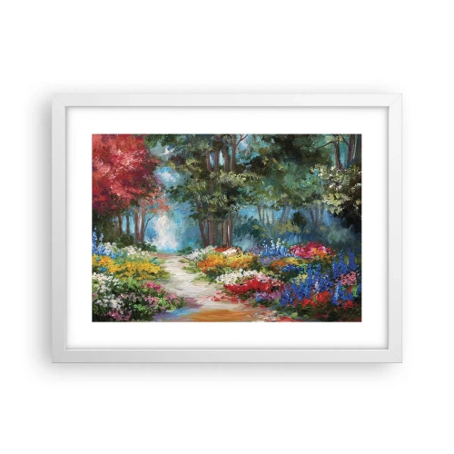 Póster en marco blanco - Jardín forestal, bosque floral - 40x30 cm