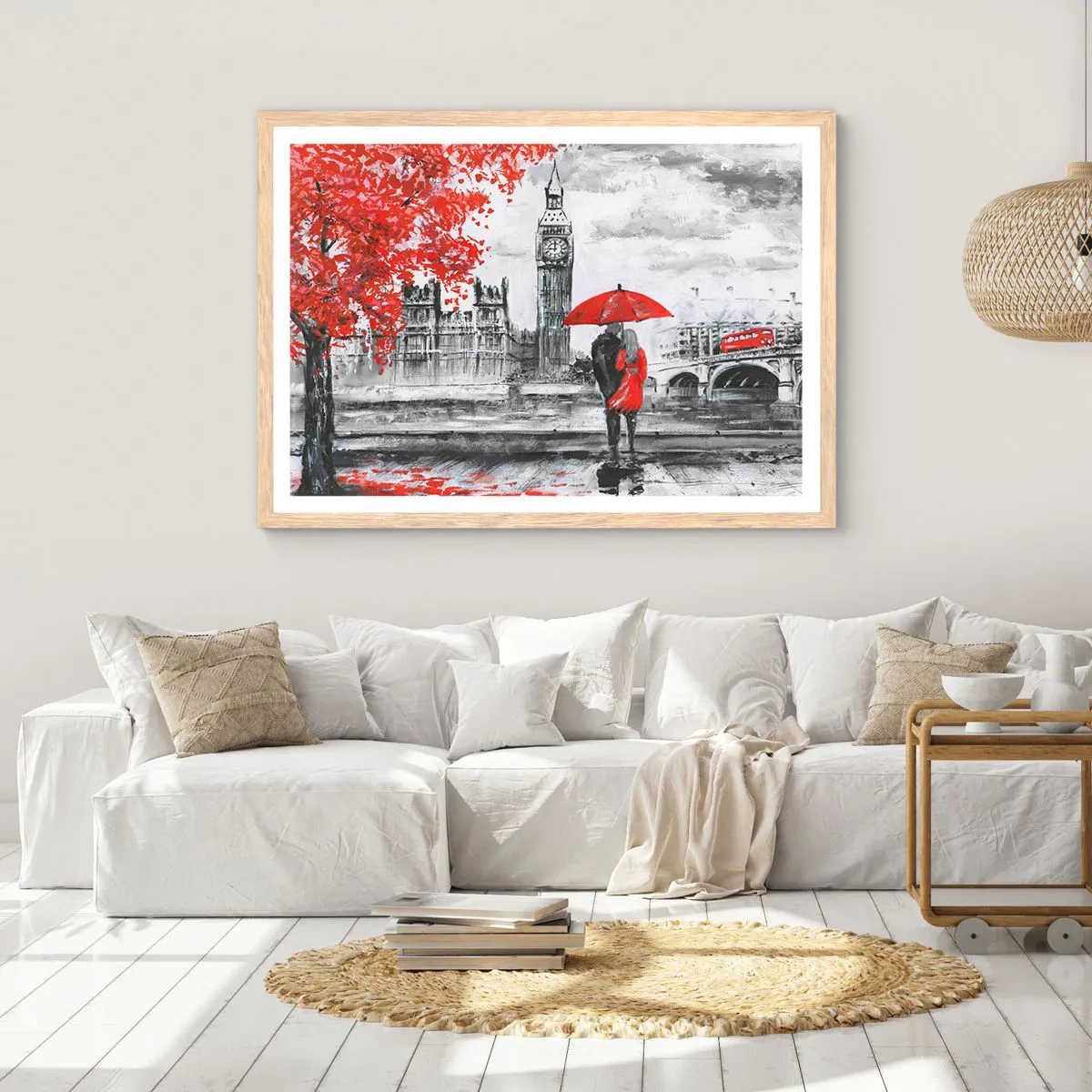 Póster en marco roble claro - Londres enamora - 70x50 cm