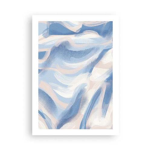 Póster - Onda abstracta en tonos azules y beige - 50x70cm - Ondas azules - Decoración de pared moderna para salón y dormitorio ARTTOR