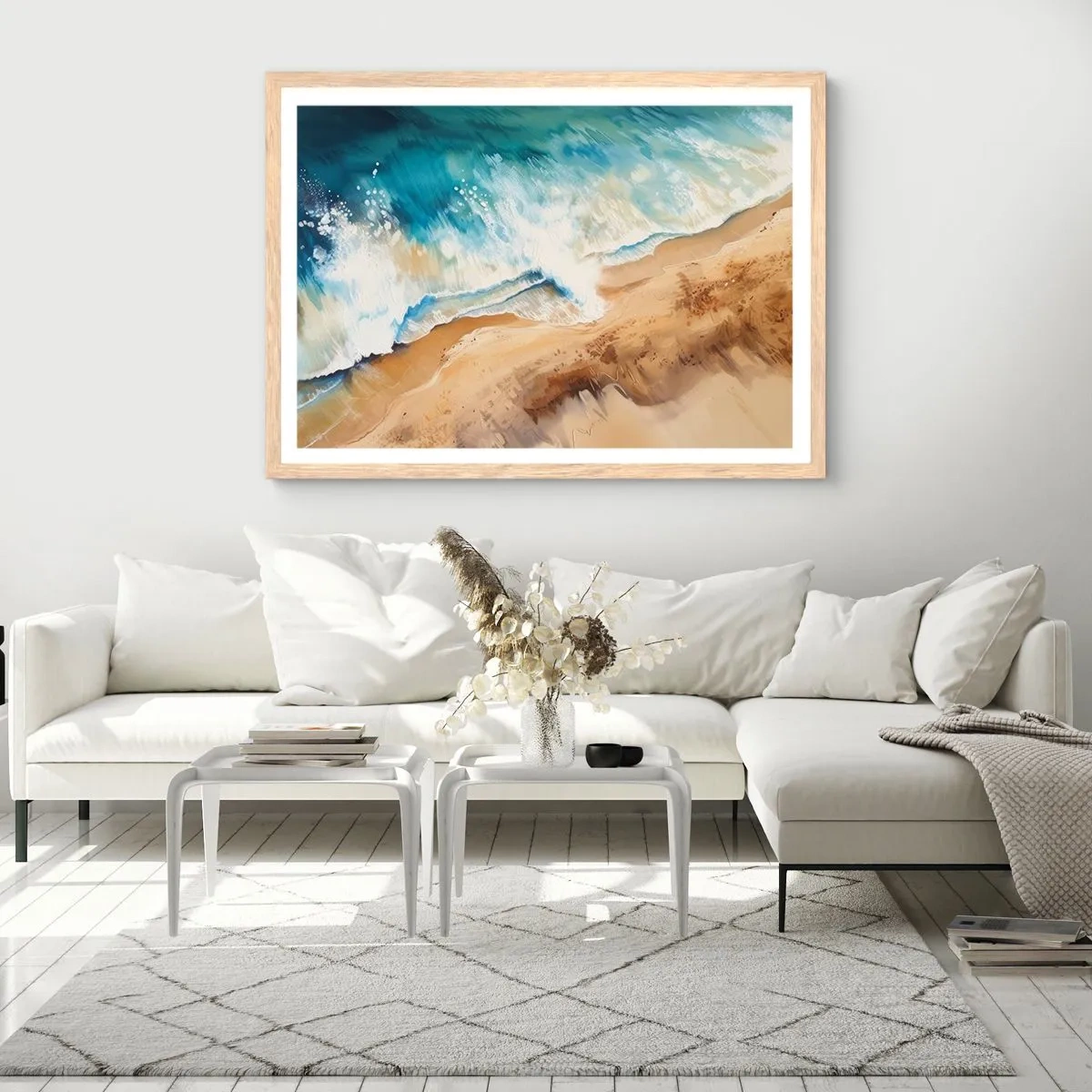 Póster en marco roble claro - Olas recurrentes - 50x40 cm