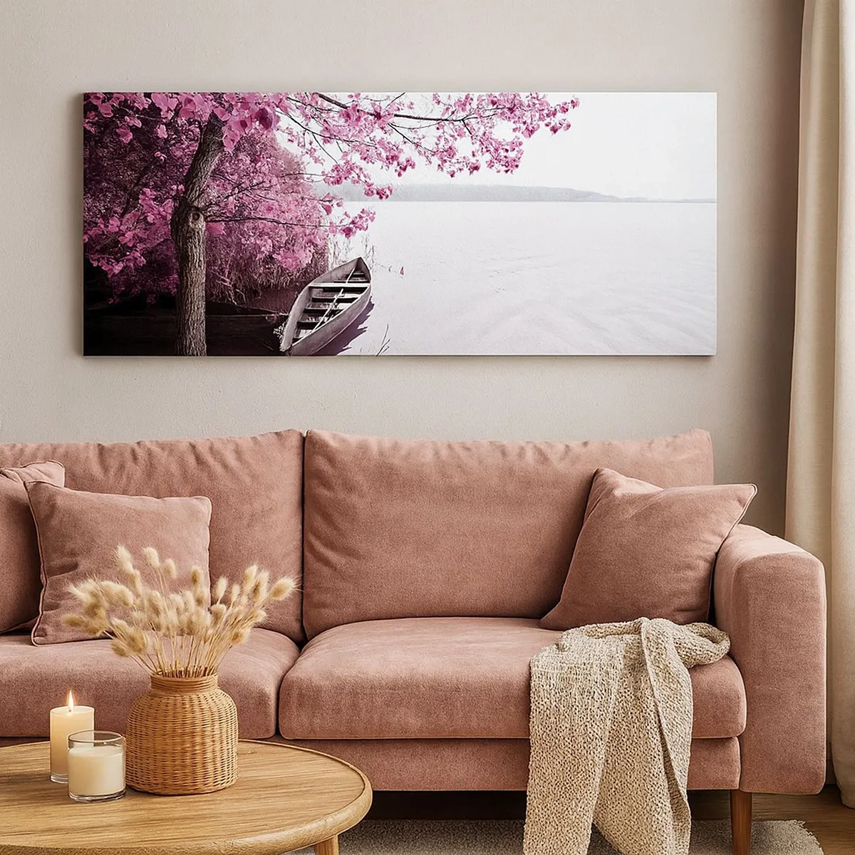 Cuadro sobre lienzo - Impresión de Imagen - En el silencio rosa - 100x40 cm
