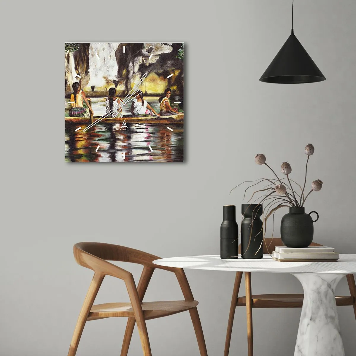 Reloj de pared - Reloj de vidrio - En un paraíso polinesio - 40x40 cm