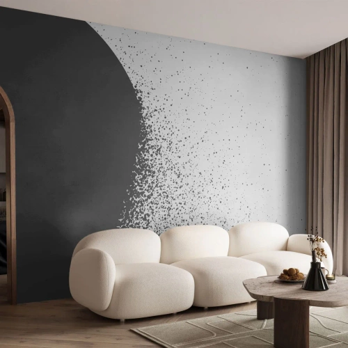 Fotomural personalizado Premium Canvas - El movimiento de las partículas - Abstracción, En blanco y negro, Gráficos