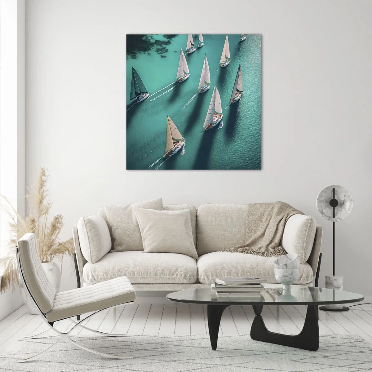 Cuadro sobre vidrio - Impresiones sobre Vidrio - En competición con el viento - 70x70 cm