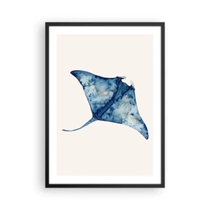 Póster en marco negro - Dibujo de una raya en tonos azules. - 50x70cm - La vida en azul - Decoración de pared moderna para salón y dormitorio ARTTOR