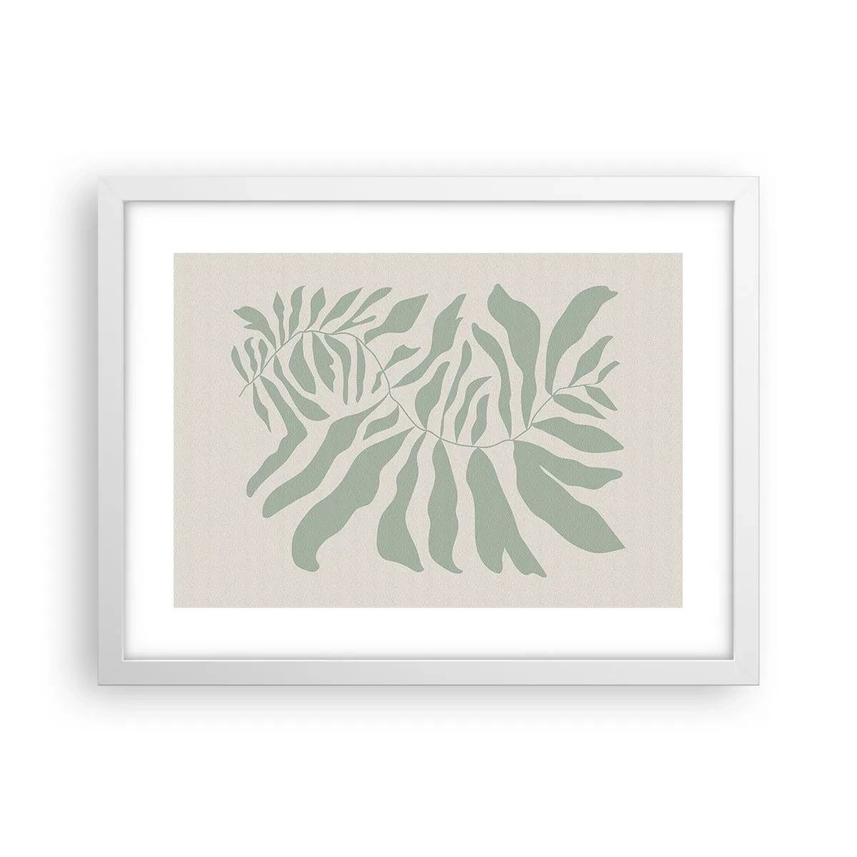 Póster en marco blanco - Rama esmeralda - 40x30 cm