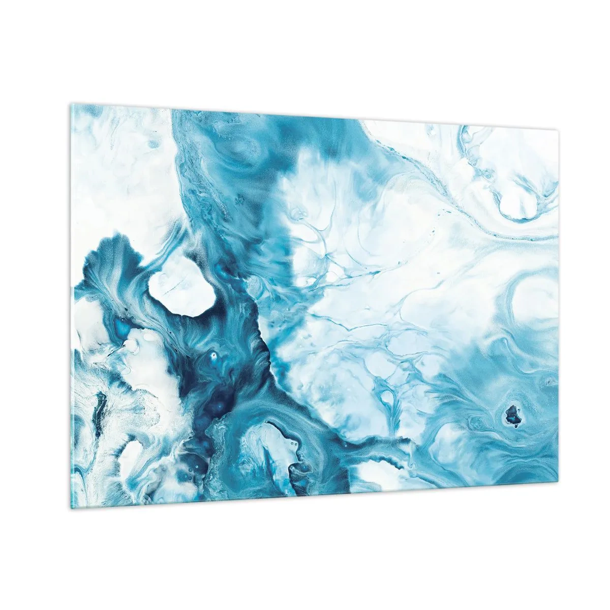 Cuadro sobre vidrio - Impresiones sobre Vidrio - Composición abstracta en tonos azules y blancos. - 100x70cm - Un concierto azul - Decoración de pared moderna para salón y dormitorio ARTTOR