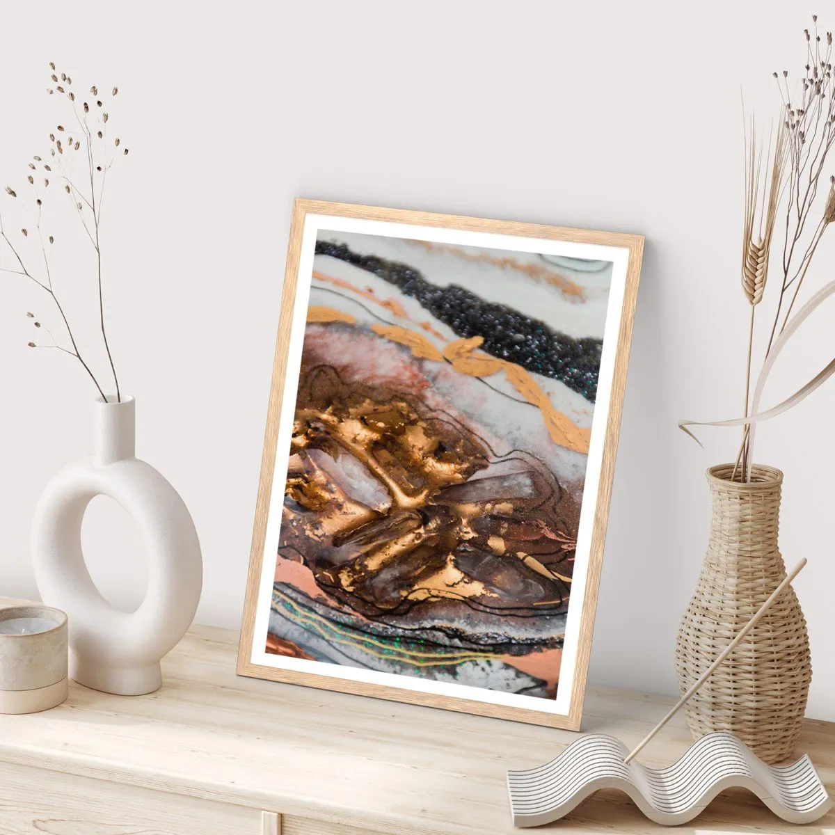 Póster en marco roble claro - Elemento de la tierra - 30x40 cm