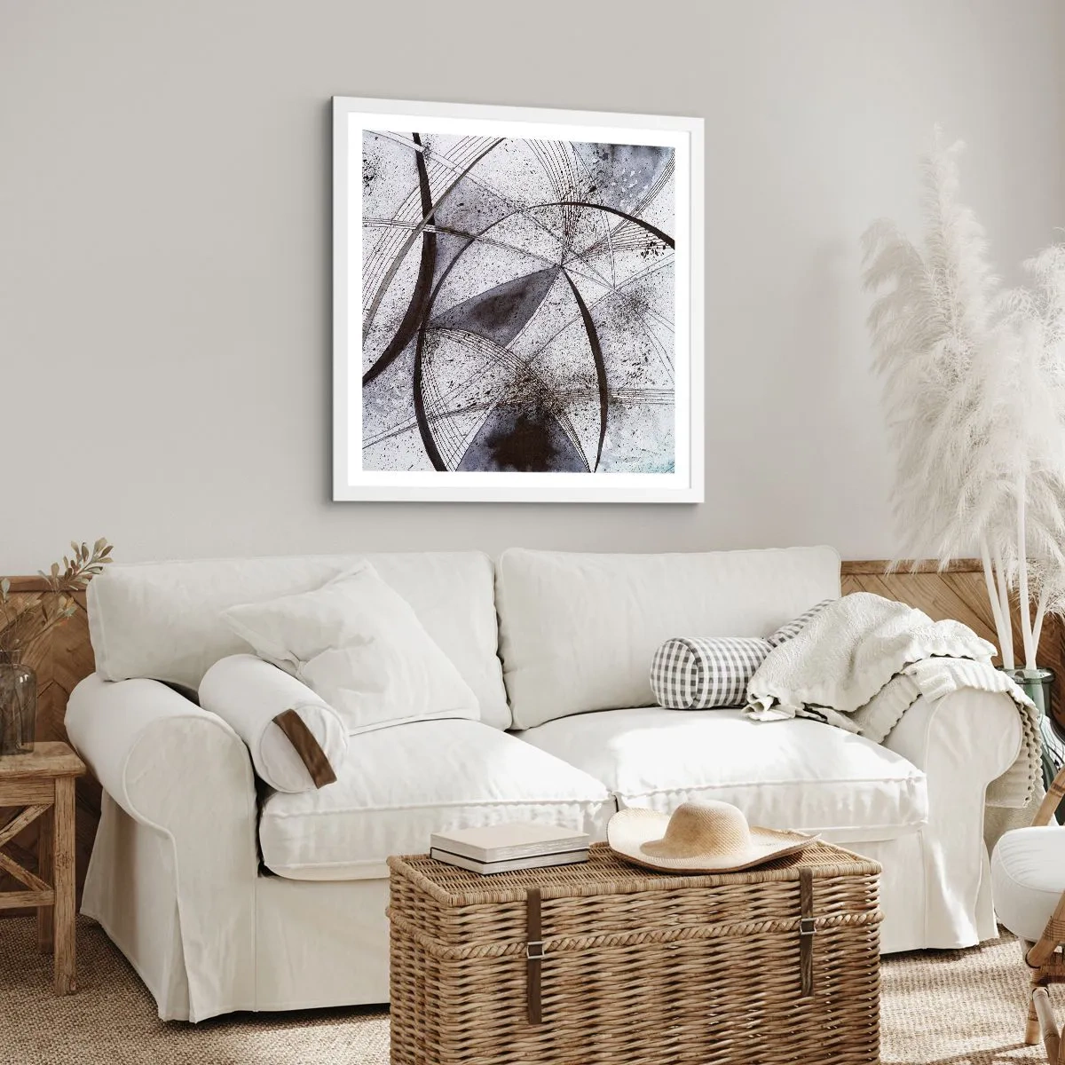 Póster en marco blanco - Fantasía futurista - 50x50 cm