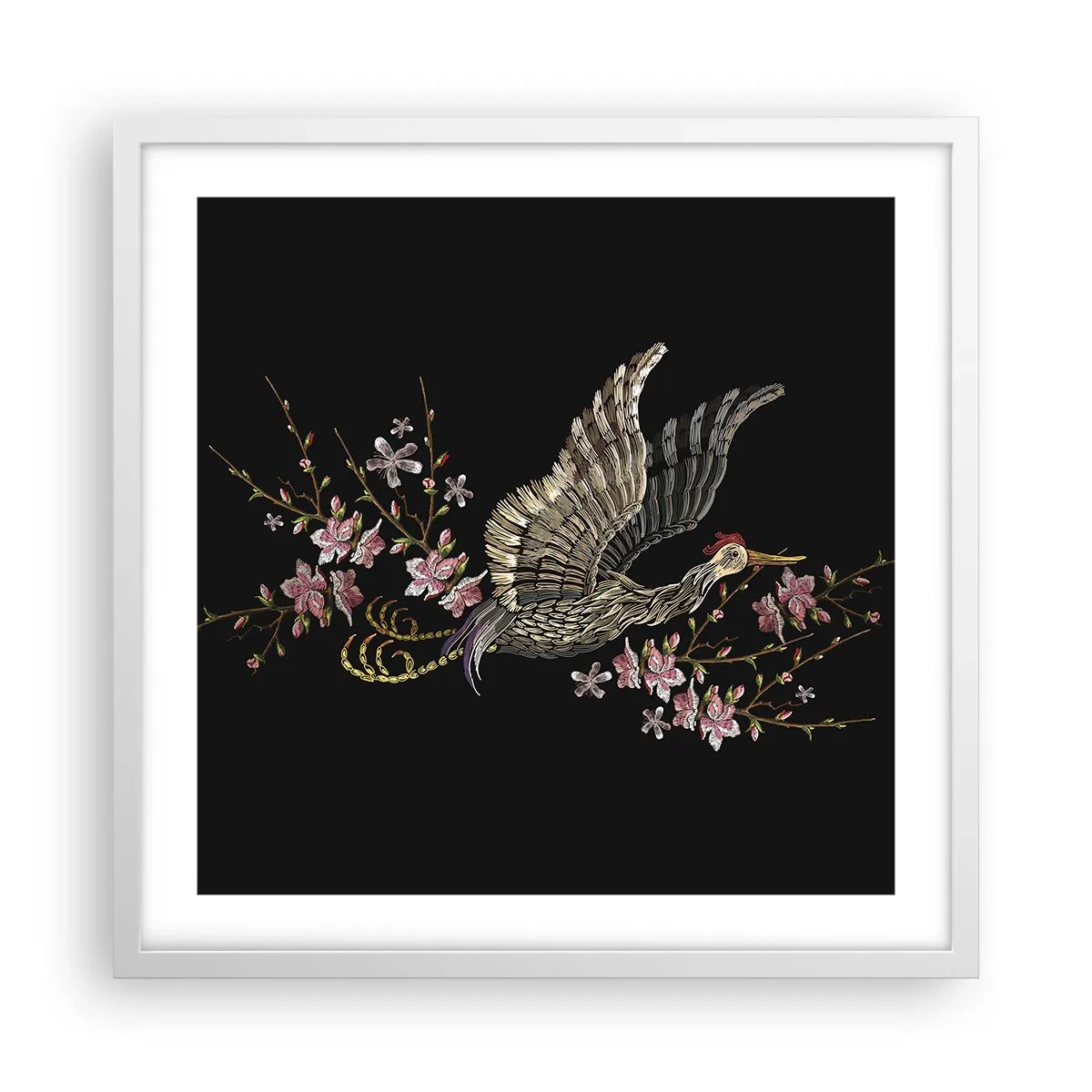 Póster en marco blanco - Ave florida - 50x50 cm