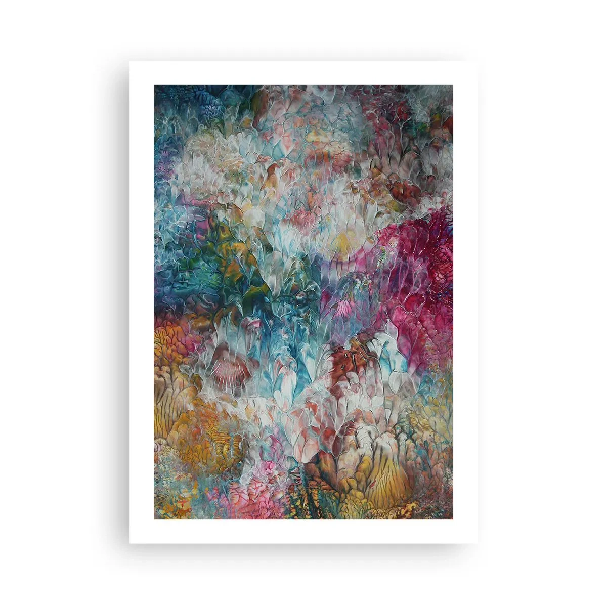 Póster - Una composición abstracta que se asemeja a flores florecientes. - 50x70cm - En plena floración - Decoración de pared moderna para salón y dormitorio ARTTOR