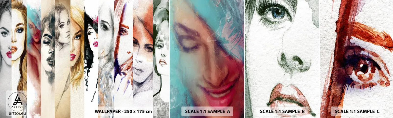 Muestra de fotomural autoadhesivo Deluxe Sticker - Y siempre eres tú - Mujer, cara de mujer, Retrato - 100x30 cm