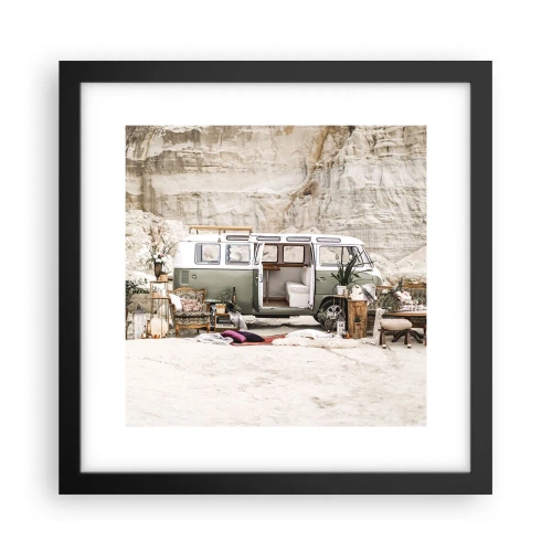 Póster en marco negro - Hora de empezar el viaje - 30x30 cm