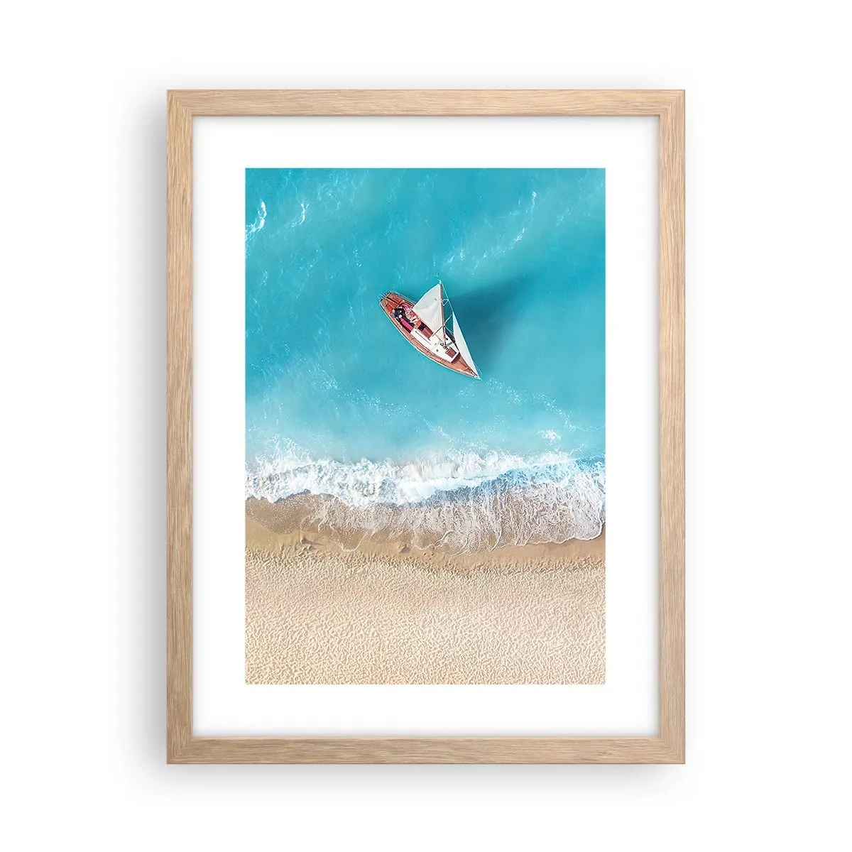 Póster en marco roble claro - Frontera celeste y dorada - 30x40 cm