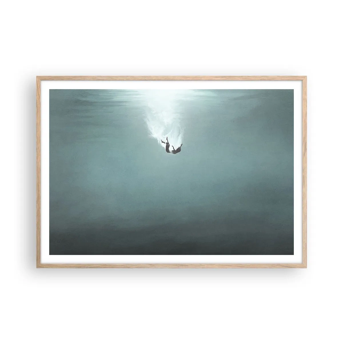 Póster en marco roble claro - En el abrazo del océano - 100x70 cm