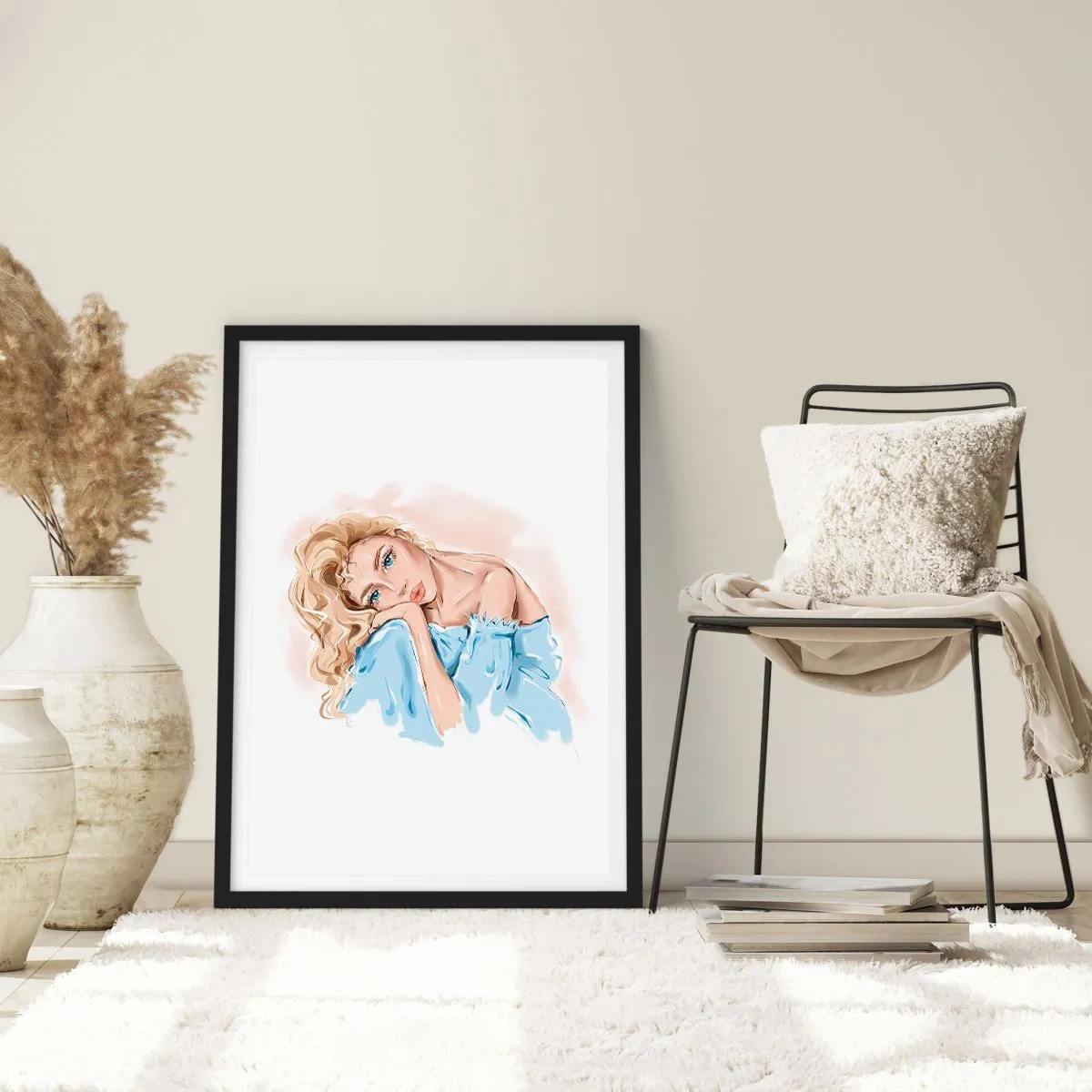 Póster en marco negro - Soñar en azul - 70x100 cm