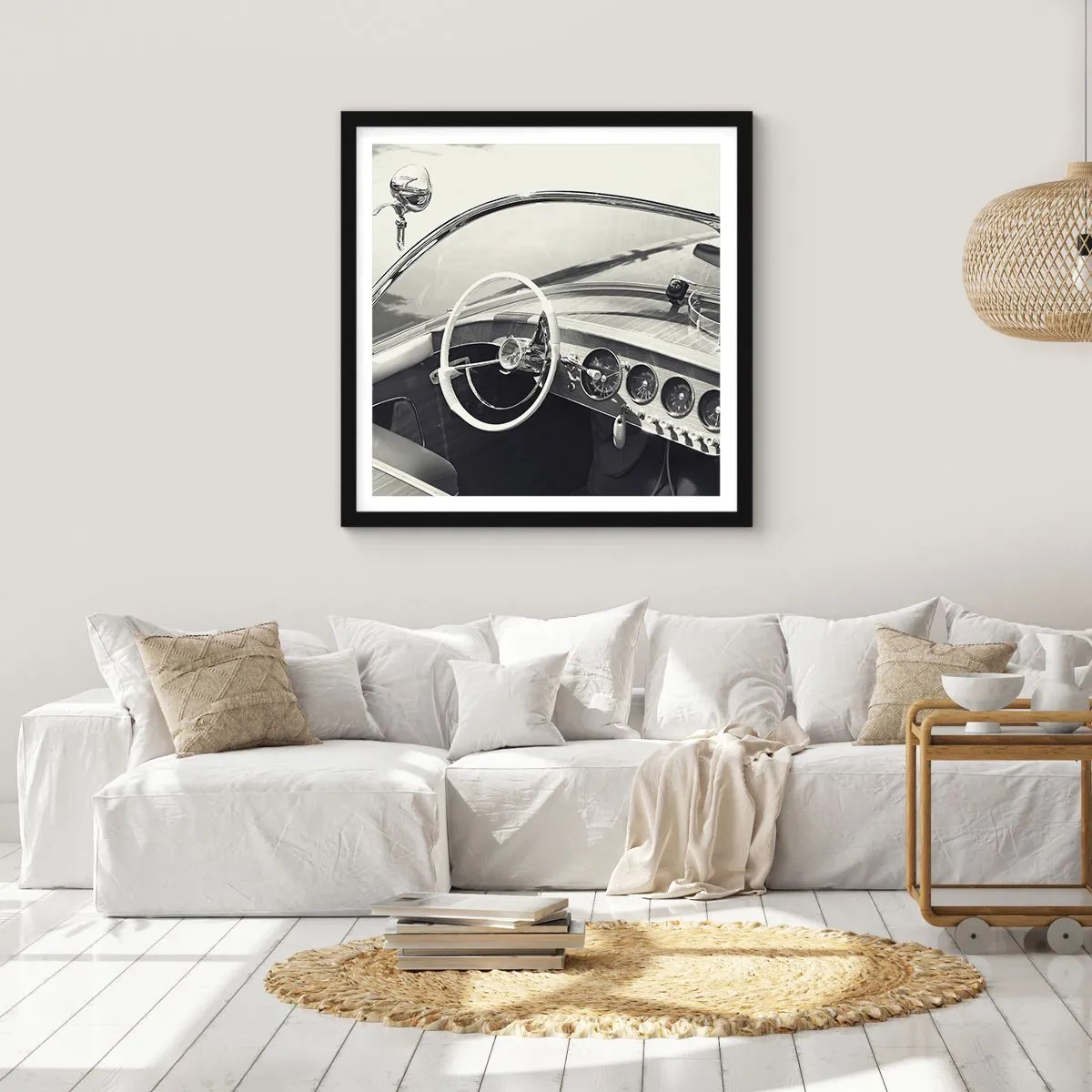 Póster en marco negro - Tiempo para los ricos - 60x60 cm