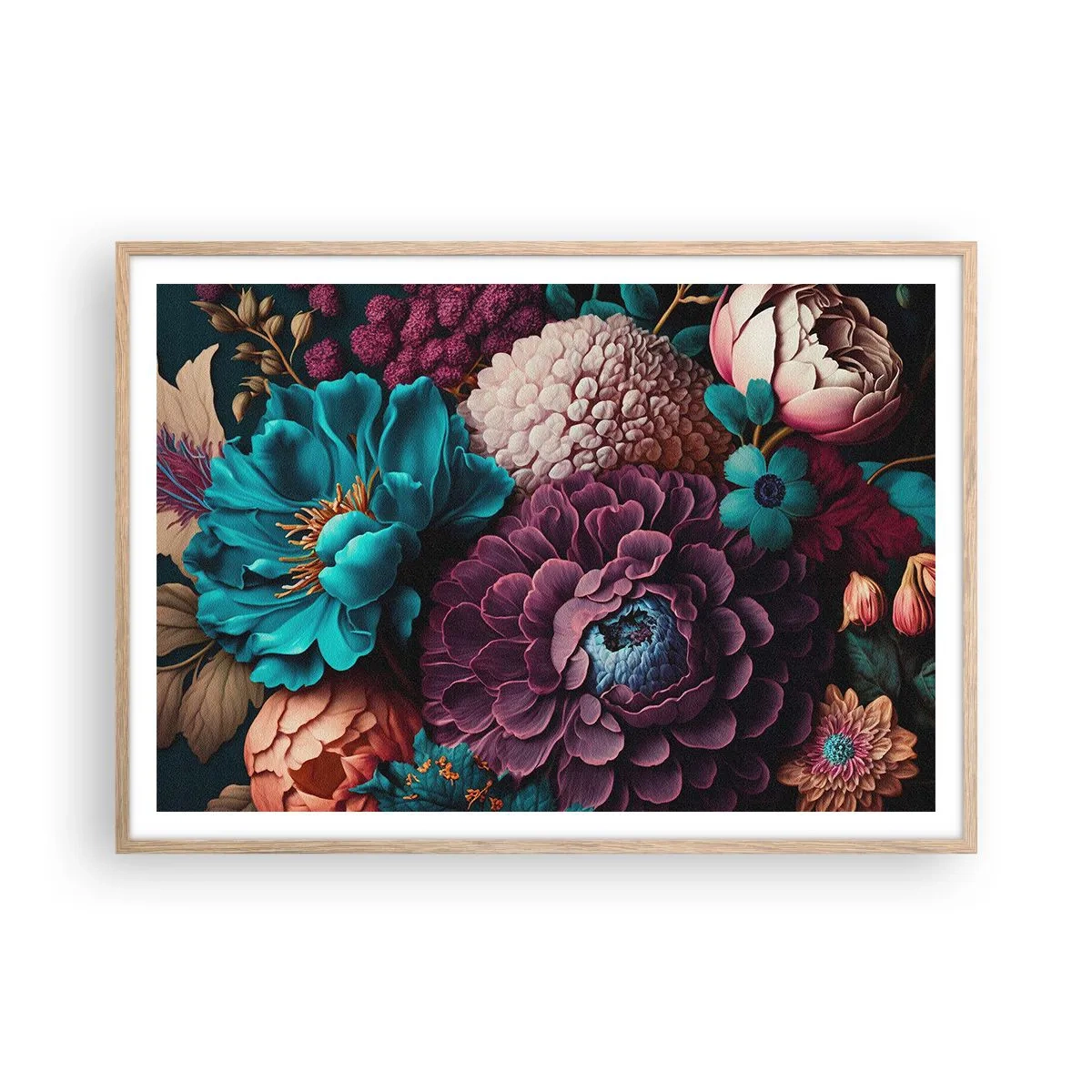 Póster en marco roble claro - Naturaleza en abundancia - 100x70 cm