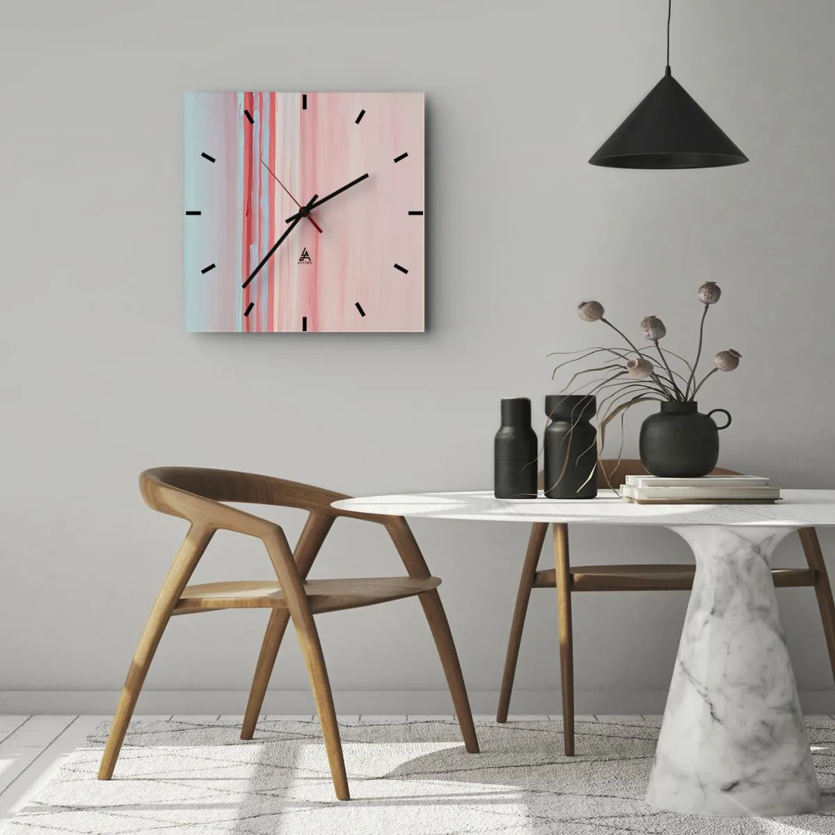 Reloj de pared - Reloj de vidrio - Abstracción al amanecer - 30x30 cm