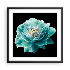 Póster en marco negro - Pétalos azules y dorados - 50x50 cm