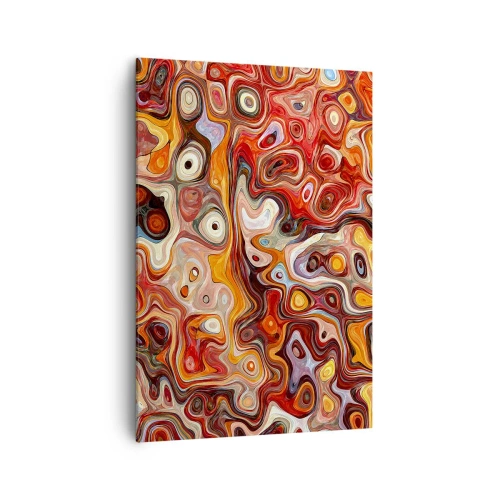 Cuadro sobre lienzo - Impresión de Imagen - Una composición abstracta en tonos cálidos de rojo, naranja y amarillo. - 70x100cm - Si las nueces se derritieran en la miel - Decoración de pared moderna para salón y dormitorio ARTTOR