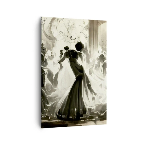 Cuadro sobre lienzo - Impresión de Imagen - Balón de estilo retro en blanco y negro. - 80x120cm - Gran mascarada - Decoración de pared moderna para salón y dormitorio ARTTOR