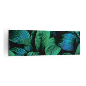 Cuadro sobre lienzo - Impresión de Imagen - Hojas verdes en estilo minimalista. - 160x50cm - En la multitud verde - Decoración de pared moderna para salón y dormitorio ARTTOR