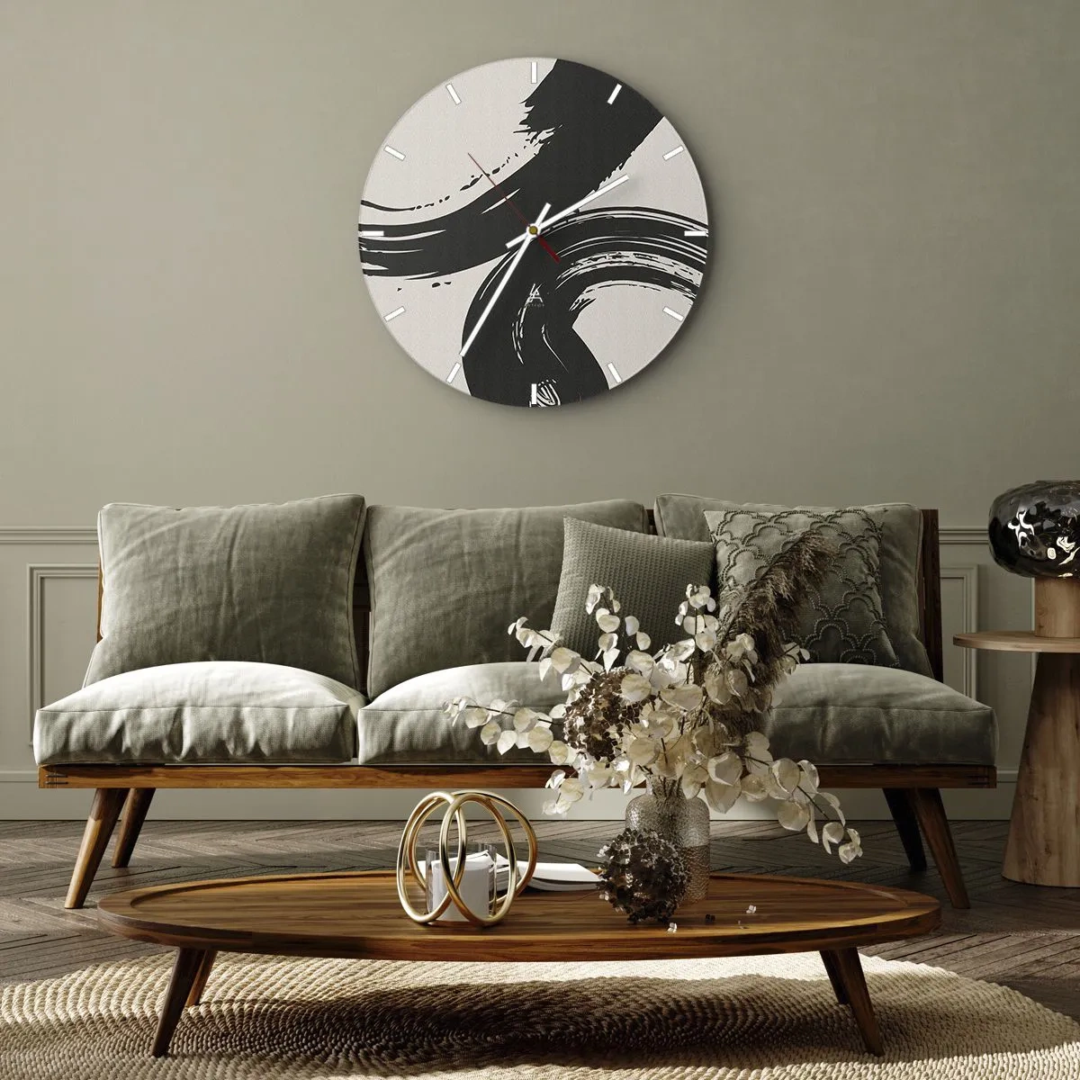 Reloj de pared - Reloj de vidrio - Barrido y circular - 30x30 cm