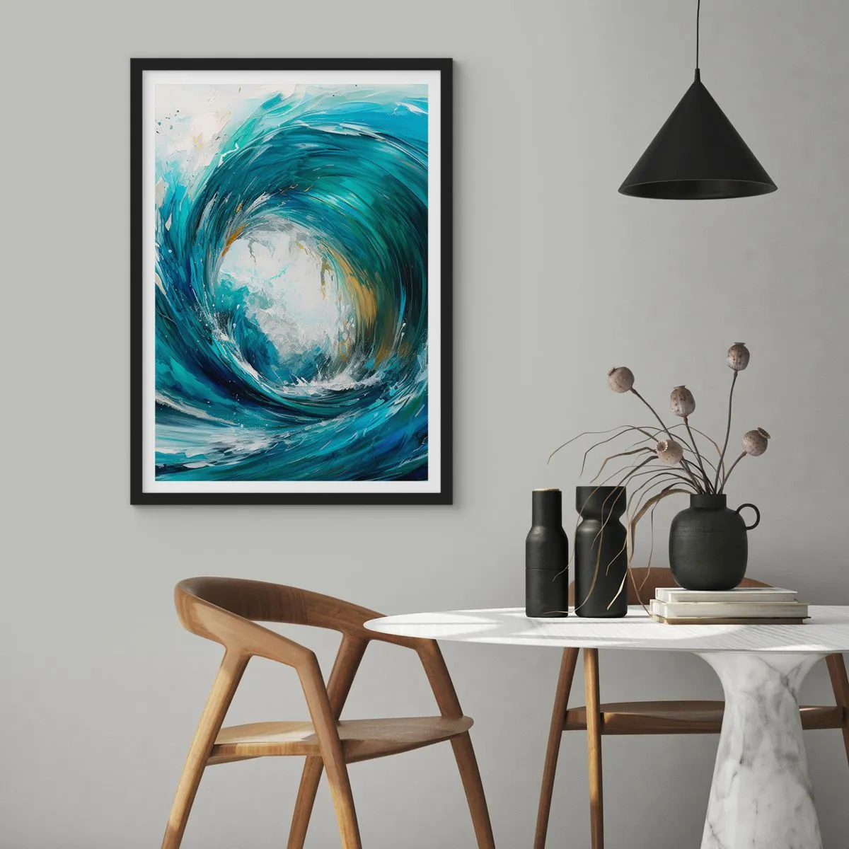 Póster en marco negro - Portal marino - 70x100 cm