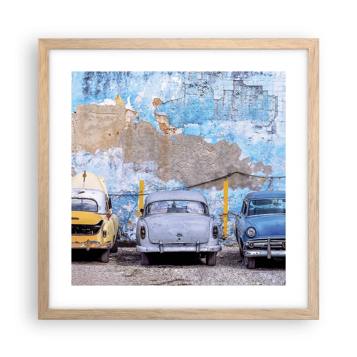 Póster en marco roble claro - Reunión de veteranos - 40x40 cm