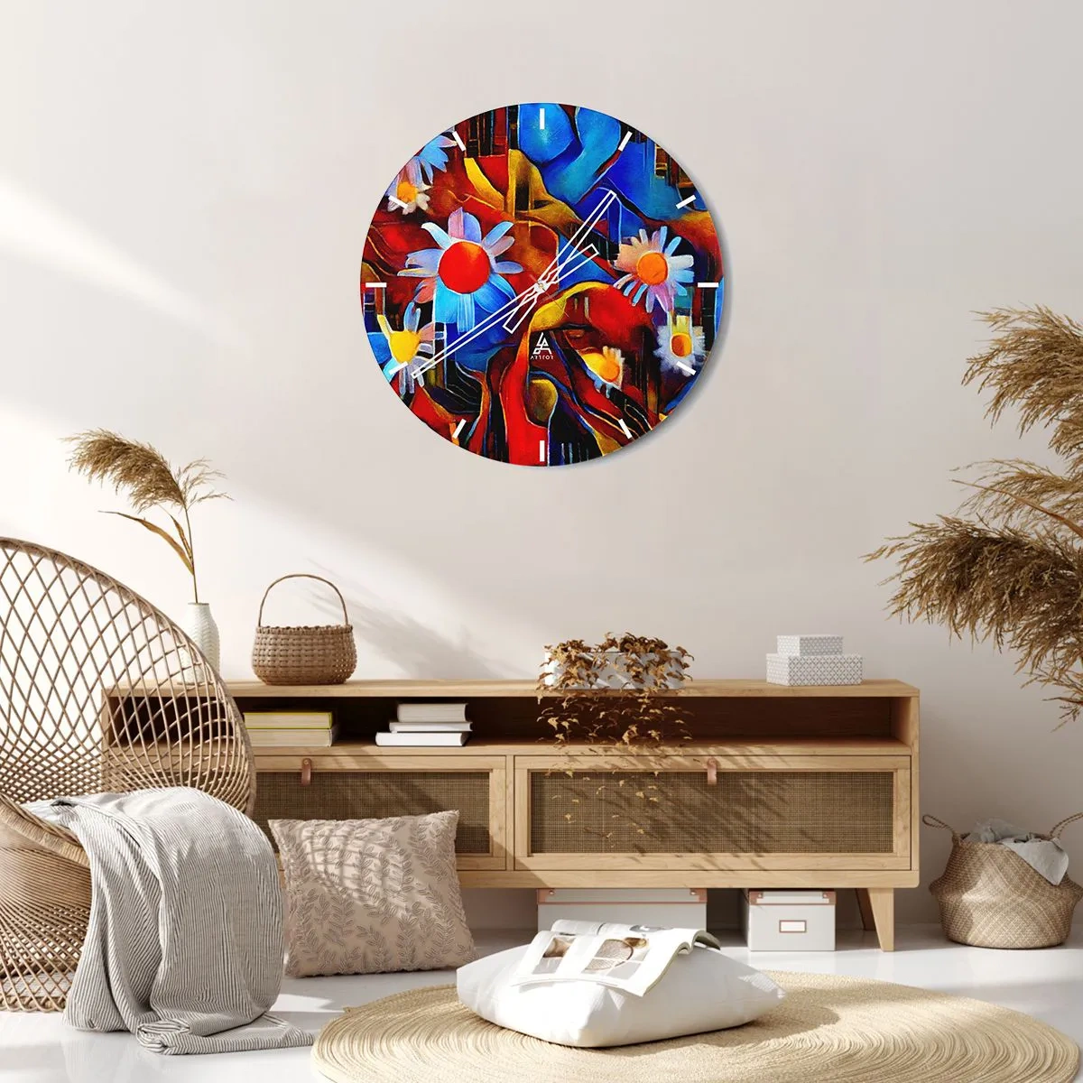 Reloj de pared - Reloj de vidrio - Colores de la vida - 40x40 cm