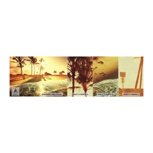 Muestra de fotomural Premium Sand - Una tarde californiana - Paisaje, Playa, Palmera de cocos - 100x30 cm