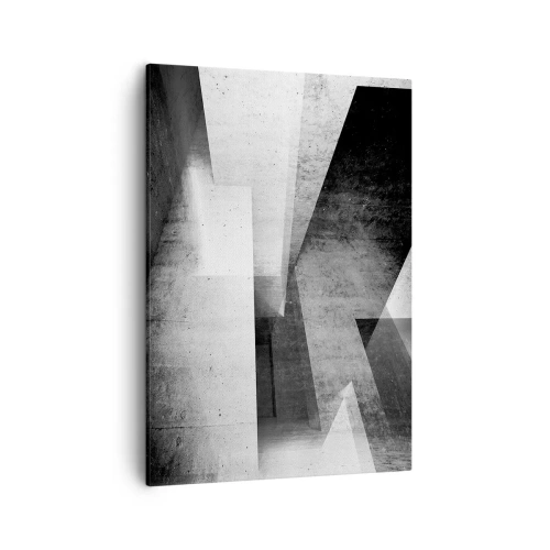 Cuadro sobre lienzo - Impresión de Imagen - Formas geométricas en una composición monocromática - 50x70cm - La estructura del espacio - Decoración de pared moderna para salón y dormitorio ARTTOR