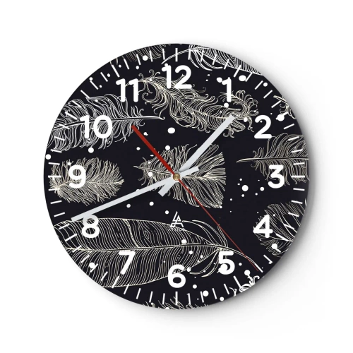 Reloj de pared - Reloj de vidrio - Encaje de plumas - 30x30 cm