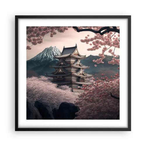 Póster en marco negro - Tierra de cerezos en flor - 50x50 cm