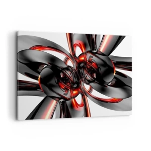 Cuadro sobre lienzo - Impresión de Imagen - Gráficos 3D abstractos con elementos negros y rojos - 120x80cm - Movimiento en grafito y rojo - Decoración de pared moderna para salón y dormitorio ARTTOR