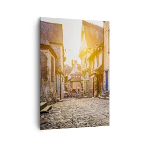 Cuadro sobre lienzo - Impresión de Imagen - Una encantadora calle con pavimento de piedra bajo la luz del sol. - 70x100cm - El fantasma blanco de la ciudad - Decoración de pared moderna para salón y dormitorio ARTTOR