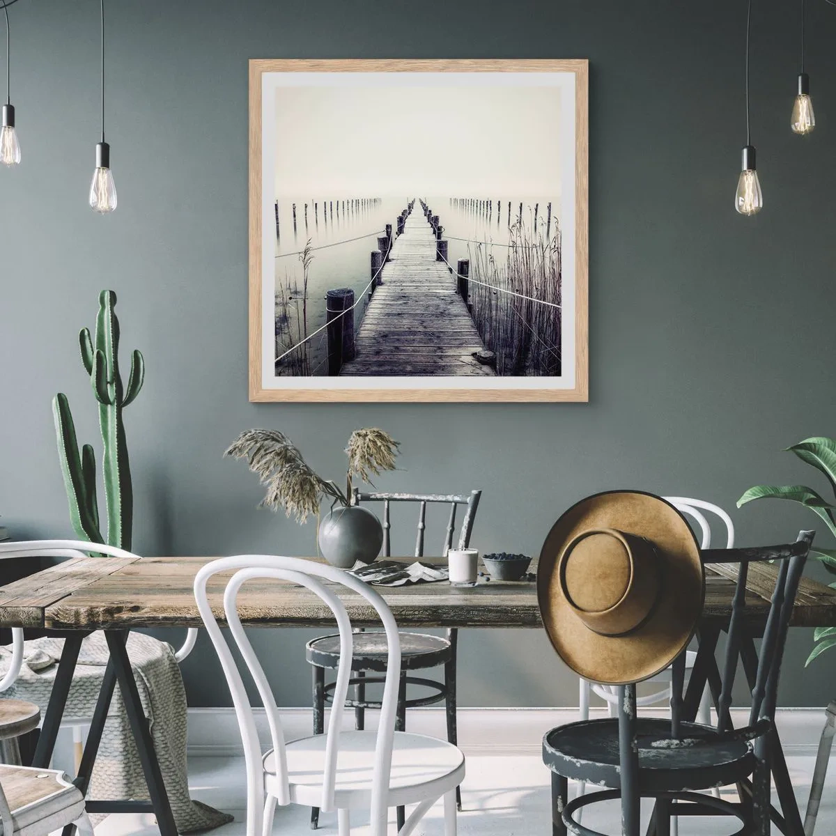 Póster en marco roble claro - Sumergirse en la paz - 30x30 cm