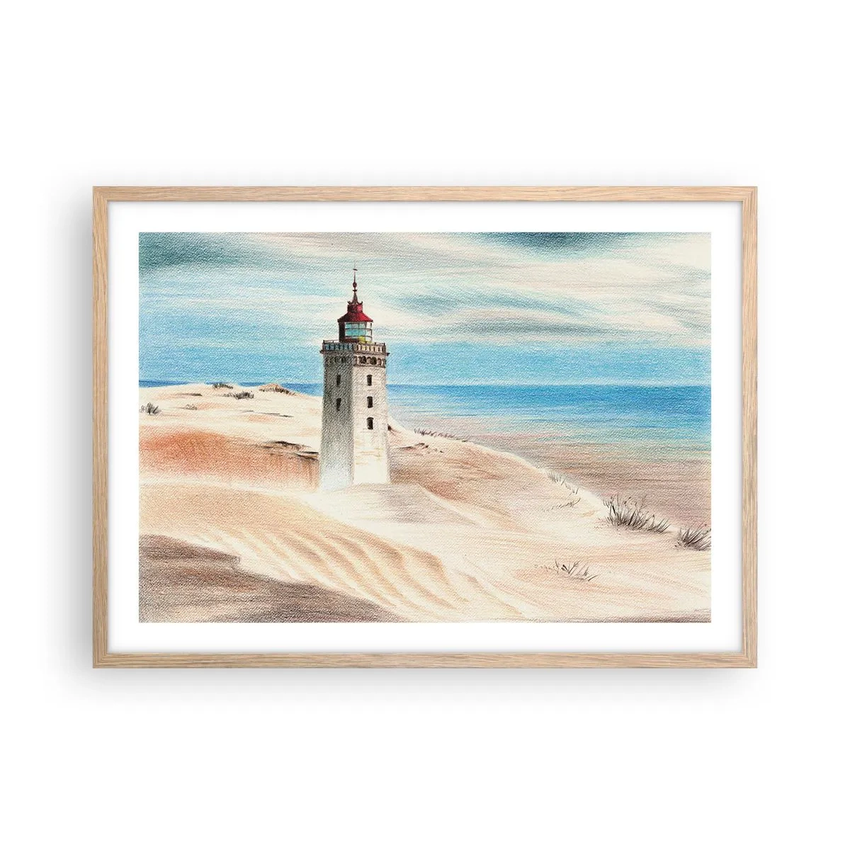 Póster en marco roble claro - Siempre mirando al mar - 70x50 cm