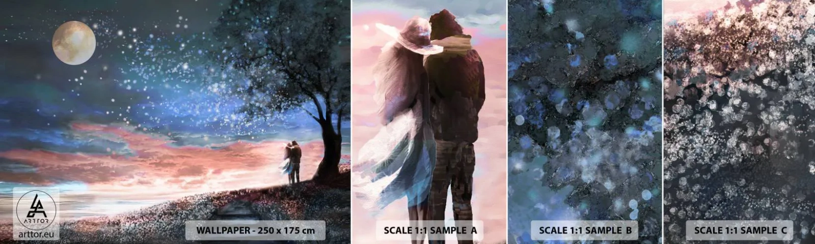 Muestra De Fotomural Standard Eco - Un espectáculo estelar - Abstracción, Paisaje, pareja de enamorados - 100x30 cm